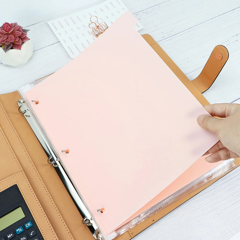 8 Sheets Handbook Separator Presentation Dividers Plastic Binder 3 Rings Label Planner for Pvc Page Category