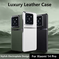 For Xiaomi 14 Case Luxury Phone Case For Xiaomi 14 Pro Mi 13T 5G Stylish Electroplate PU Leather Cover Camera Protection Bumper