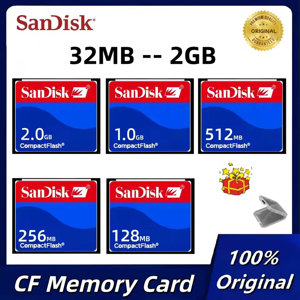Original SanDisk Compact Flash Card  2GB 1GB 512MB 256MB 128MB 64MB 32MB CF Memory Card For Industrial equipment CNC advertising