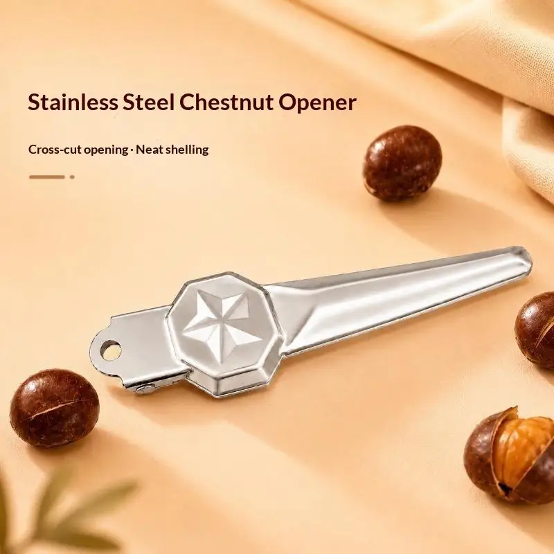 High Quality Stainless Steel Two In One Chestnut Peeler With Cutter And Bottle Opener Sheath Kitchen Nut Processing Supply