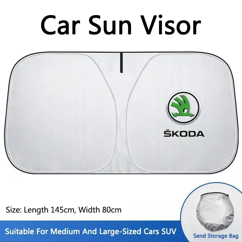 Auto UV-Schutz Windschutzscheiben-Sonnenschutz Faltbare Sonnenschutzabdeckung für Skoda Octavia Rapid Fabia Superb Kodiaq Scala Karoq Kamiq – Detail 3