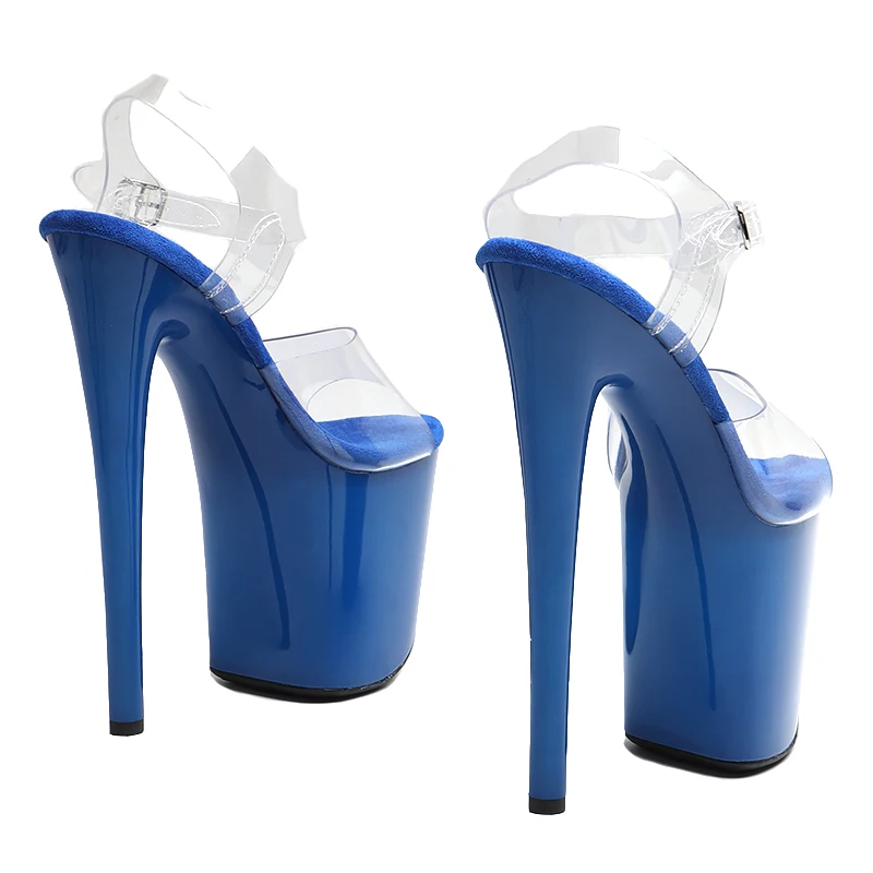 Leecabe 20cm/ 8inches PVC Upper Trend Fashion Open tToe High Heel Platform Ankle Strap Sandals Pole Dance Shoes
