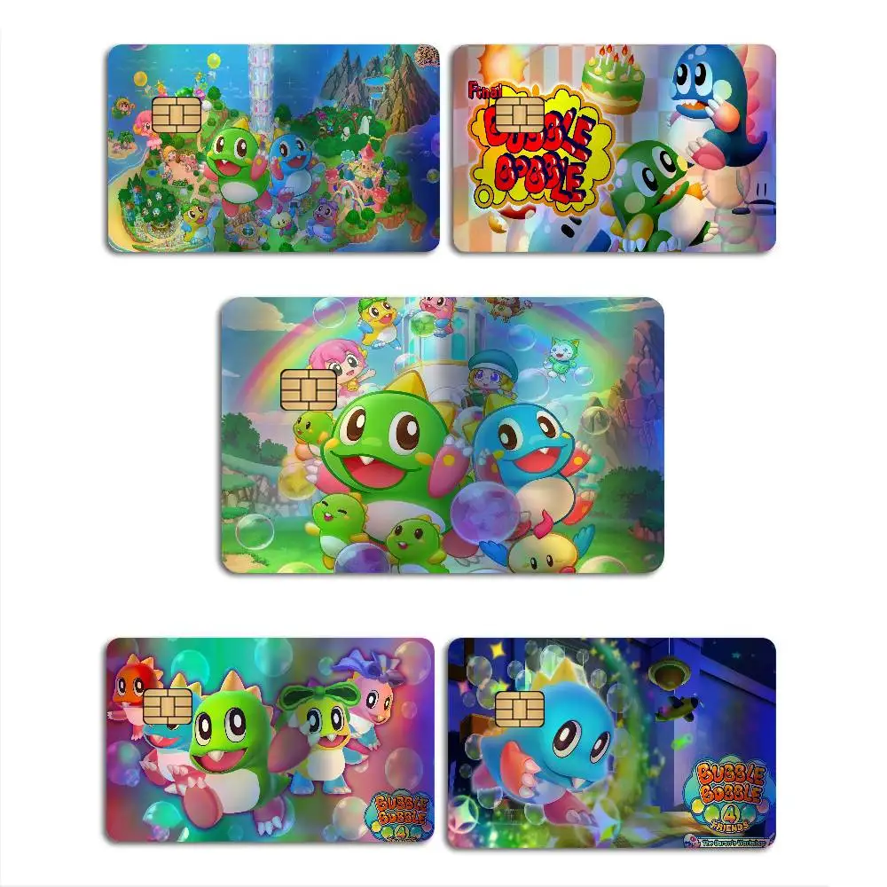 Retro Bubble Bobble Cartoon Game Rainbow Laser Bank Card Stickers Self Adhesive Waterproof Daily Ornament
