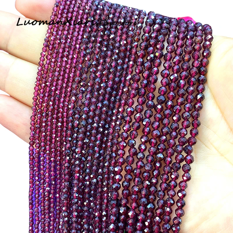 2 3 4MM Natural Stone AAA Red Garnet Loose Spacer Beads for Jewelry Making Diy Earrings Bracelets Charms Accessories 15''