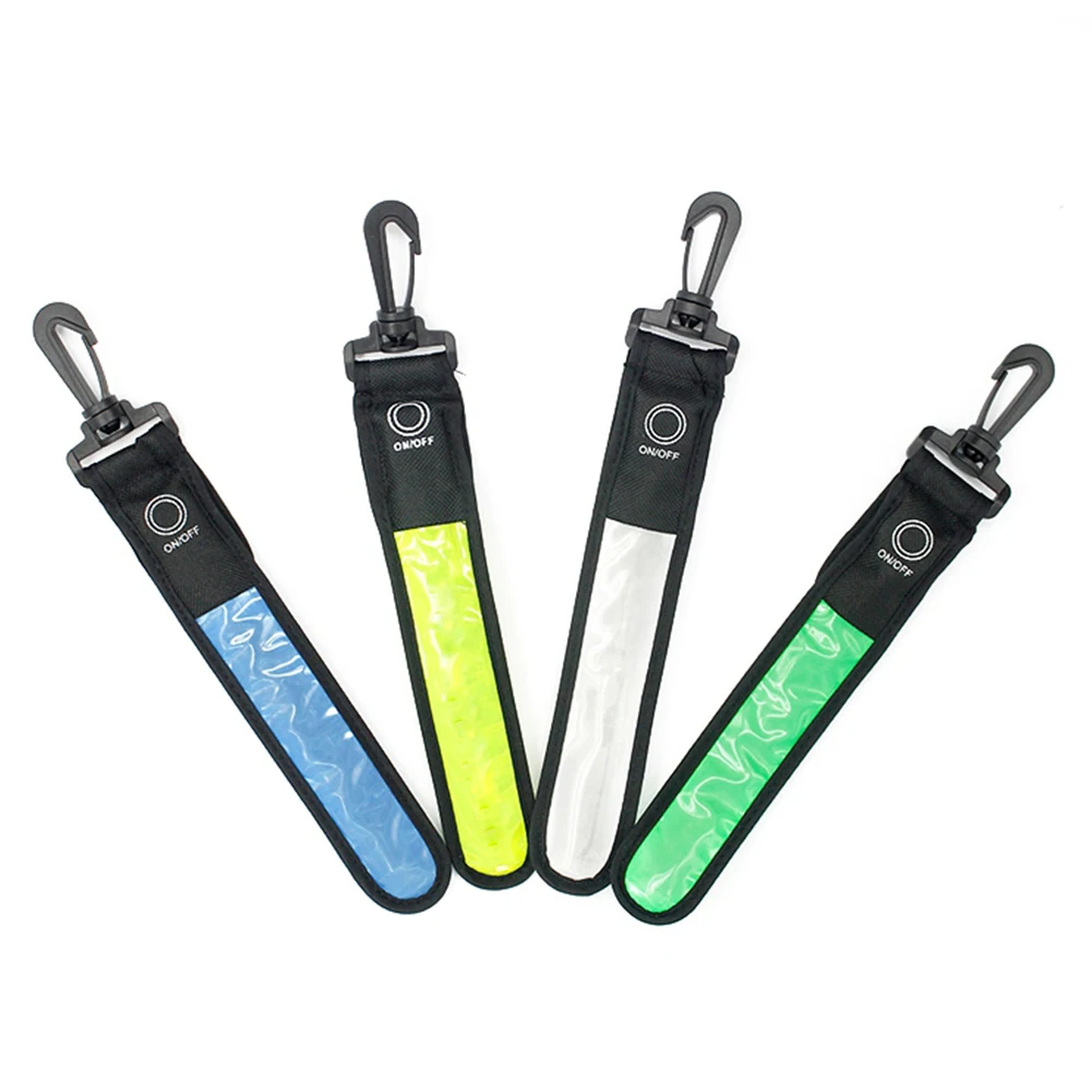 4Pcs LED Reflective Backpack Hanging Light Glowing Strap Pendant Decor Safety Reflector Pendant for Backpack Hiking Jogging