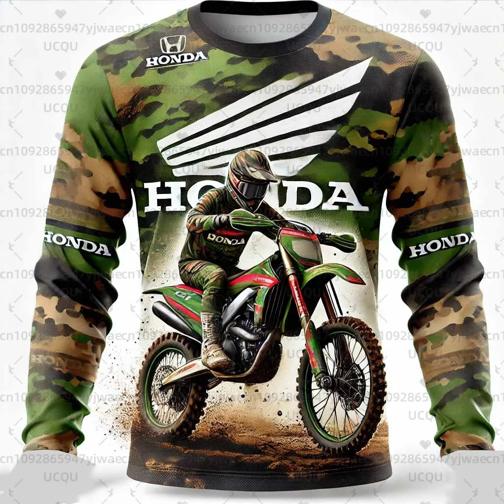 

Camouflage Style 3D Printing Motociclista Biker Deportiva Quick Drying Long Sleeved Honda Riding T-shirt Tops For Men And Women