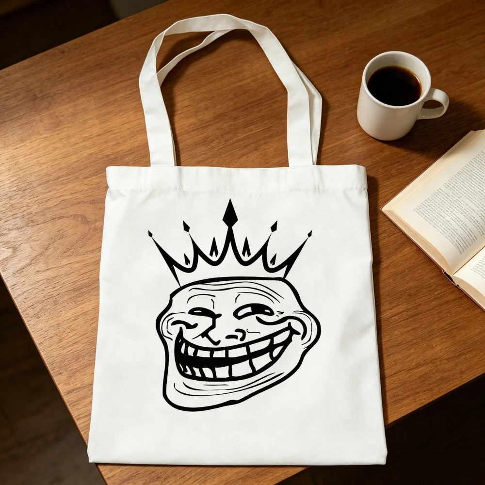 Trollface tote bag torba na zakupy bolsas de tela shoulder  shopper y2k femme