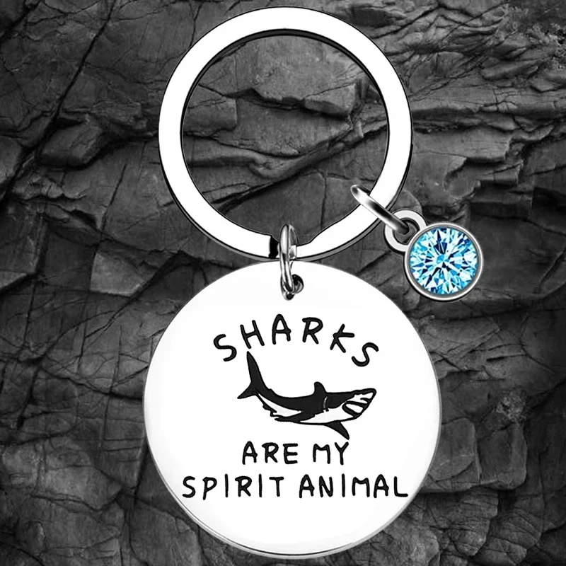 

Inspirational Shark Keychain Shark Themed Gift Key Rings Sharks are my Spirit Animal Gift for Shark Lover