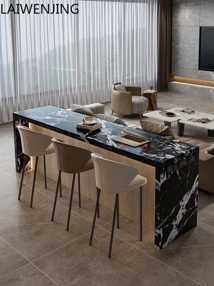 

HLZ rock slab island dining table integrated light luxury kitchen living room partition sofa middle guide table operation table