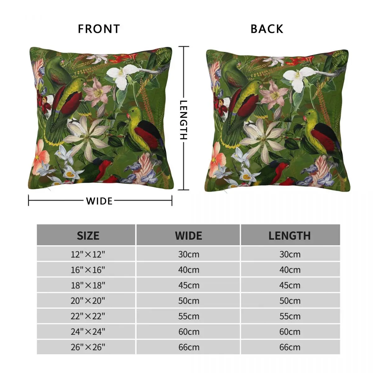 Parrot Jungle Botanical Garden Square Pillowcase Polyester Linen Velvet Creative Zip Decor Home Cushion Cover 45x45