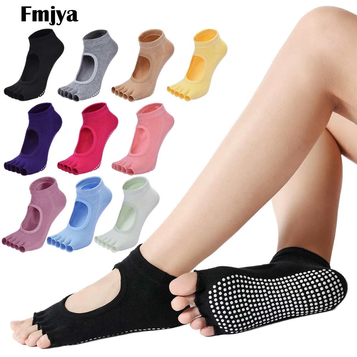 

Women Cotton Toeless Yoga Socks Backless Breathable Anti-Slip Silicone Sport Pilates Ballet Gym Fitness Dance Half Toe Socks