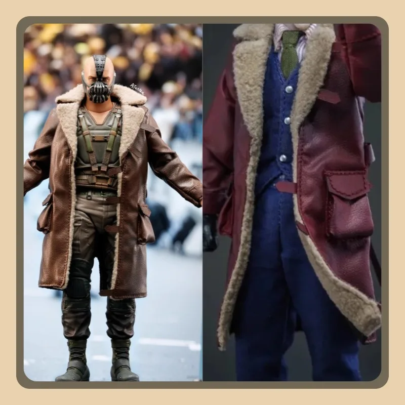 

1/12 Scale Male Hobbies Retro Long Pu Leather Jackets Clothes Model for 6inch Action Figures ANT Body Doll Ornaments