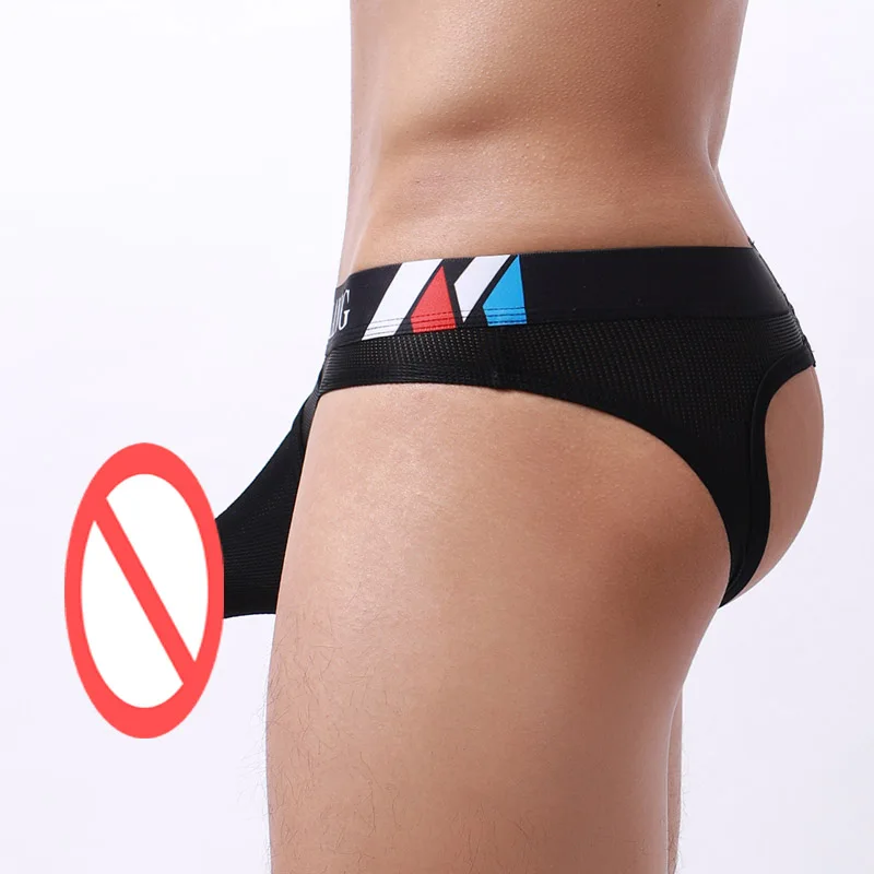 Men Elephant Nose Briefs Ice Silk Mesh Backless Underwear Male Panties Sexy Big Penis Pouch Hollow Hip Jockstrap Men Underpants