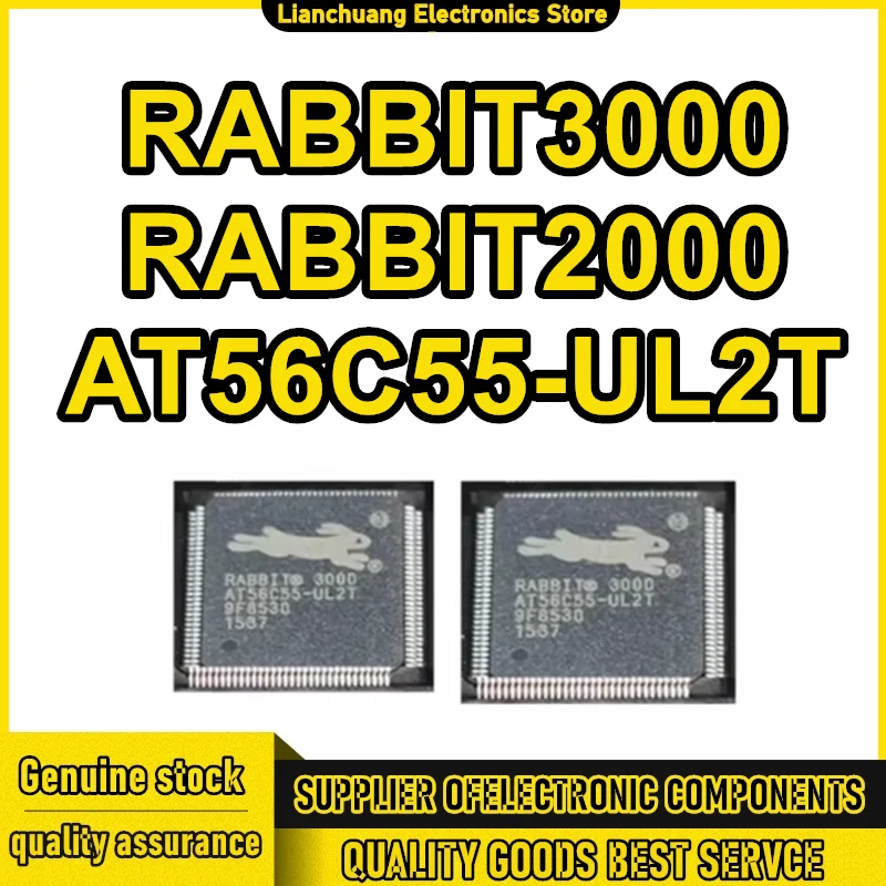 2PCS RABBIT3000 AT56C55-UL2T RABBIT2000 QFP100 The microprocessor IC Chip in stock