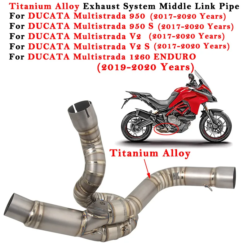 Motorcycle Exhaust System Modified Titanium Alloy Middle Link Pipe For DUCATA Multistrada 950 V2 S 1260 ENDURO 2017 -  2019 2020