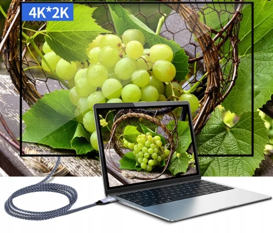Fotografia 4: Cabo Thunderbolt 3 USB-C 4K 60Hz 10GB 100W AV 2M Zenwire ZC-8 para Celular