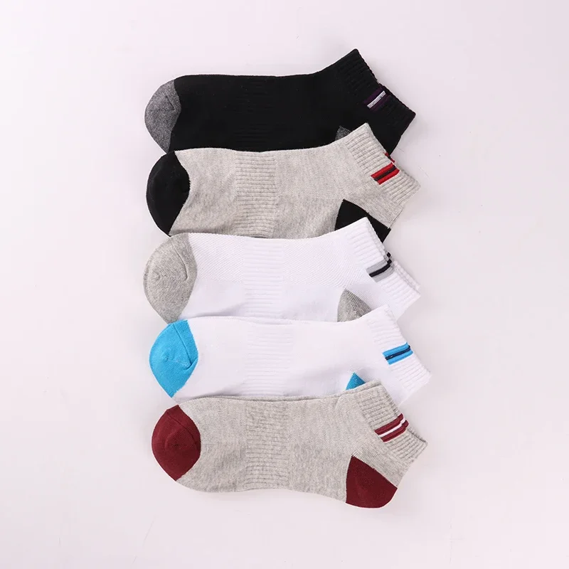 5 Pairs Mens Ankle Sports Socks Classic Patchwork Mesh Breathable Cotton Men Short Sock High Quality Deodorant Male Sock Meias