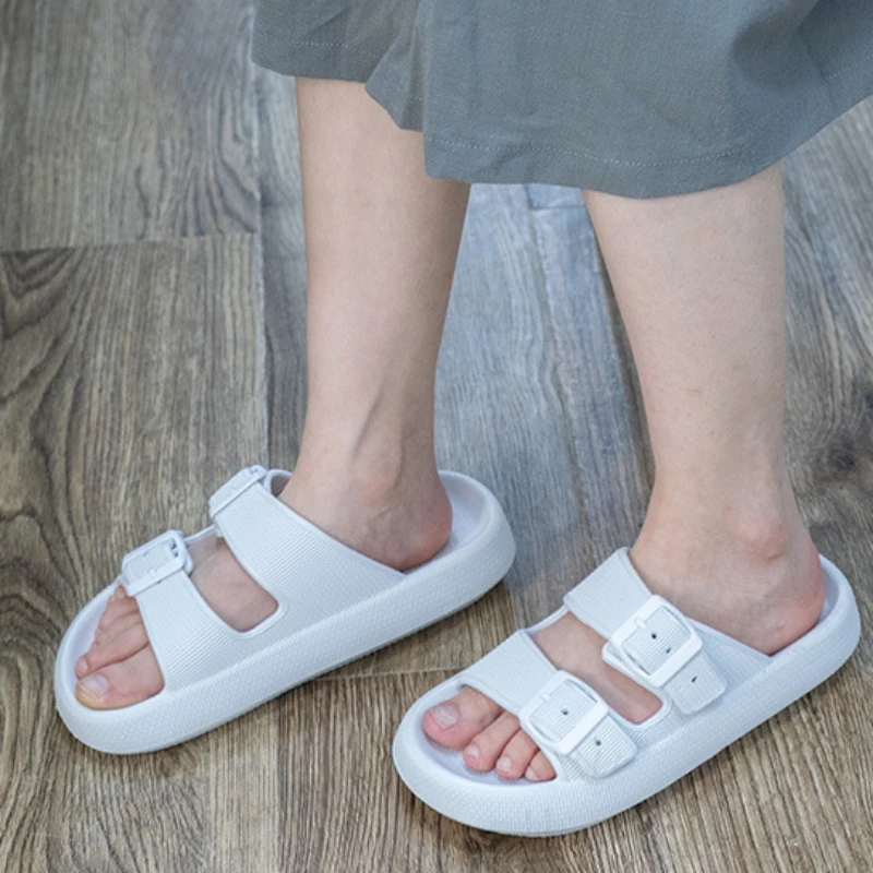 Lightweight Buckle Thick Sole Slippers Women Summer Slip-On Platform Slide Sandals Woman Soft EVA Outdoor Flip Flops Plus Size45