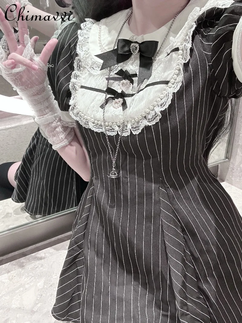 

Original Japanese Mass-Produced Lace Outfit Set Mine Series Short Sleeve Lace Rabbit Ear Dress and Shorts Cute Girl Lolita Sets