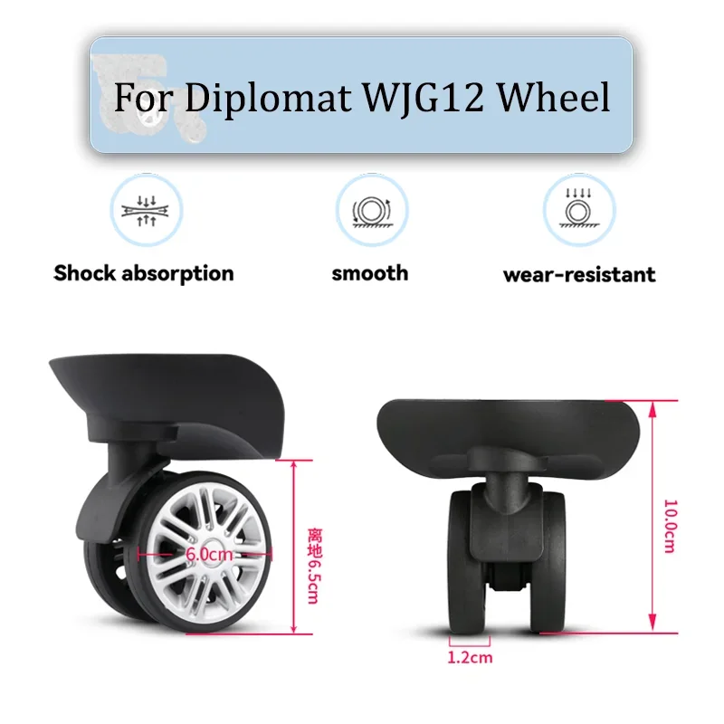 

For Diplomat WJG12 Universal Wheel Black Replacement Suitcase Silent Smooth Shock Durable Absorbing Rotating Accessories Wheels