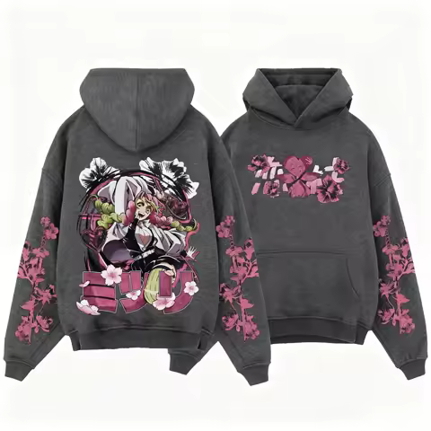 Demon Slayer Kanroji Mitsuri Hoodie Anime Pullover Sweatshirt Men Women Streetwear Casual Cosplay Graphic Print Jacket Hoodies