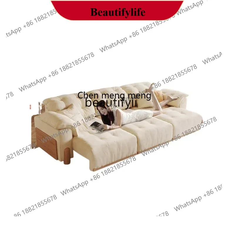 

z183 Log cream wind electric function sofa living room new simple Japanese cat scratching cloth adjustable sofa bed