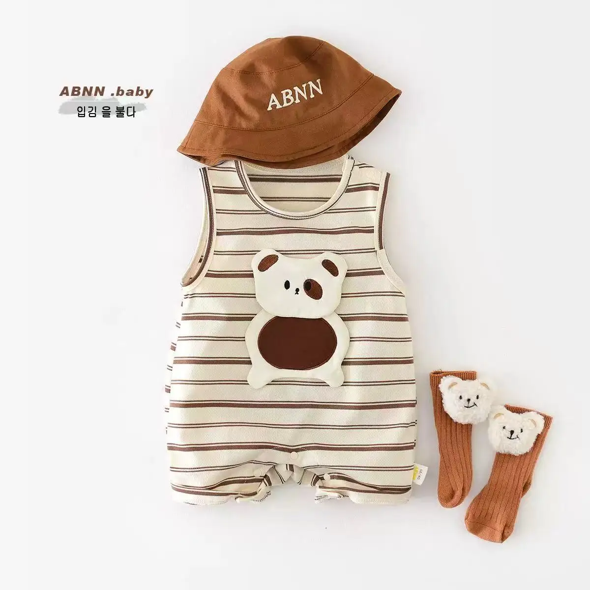 Somenie Summer Baby Clothes Baby Chic Striped Thin Tank Top Ha Yi Super Cute Baby One-piece Outdoor Wear