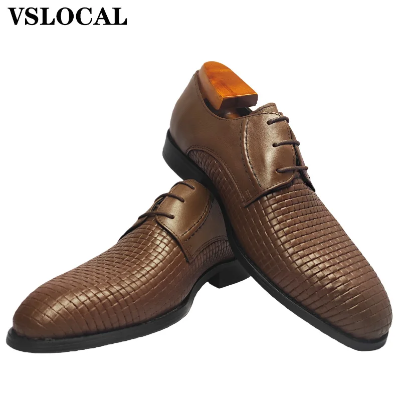 أحذية رجالية إيطالية من الجلد الحقيقي برباط علوي مستدير أحذية رجالي غير رسمية أحذية ديربي لمكتب الزفاف والقهوة السوداء للرجال