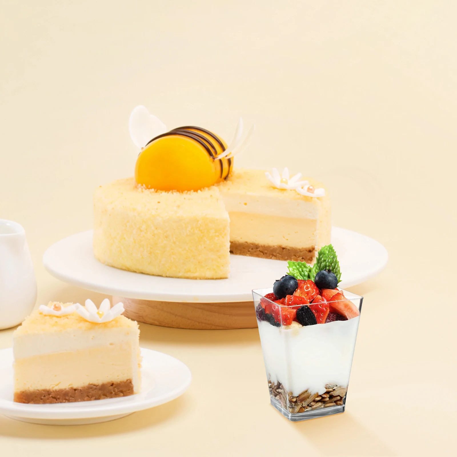 

50 Pcs 150ml Dessert Cup Transparent Sweet Heart shaped Spoon Included Material Safe Compact Portable Mousse Tiramisu Party