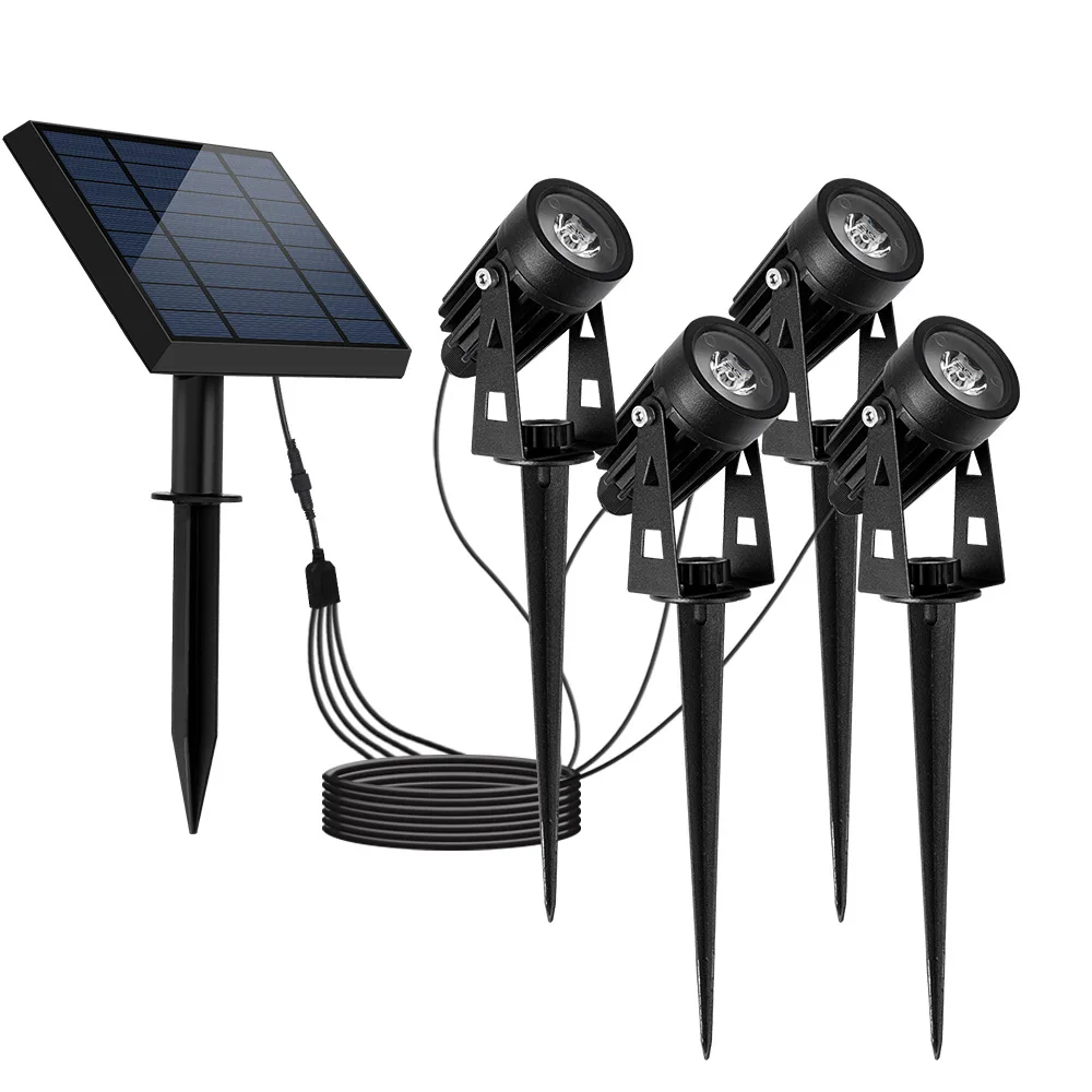 Solar Outdoor Lighting Landscape Yard Garden Tree Separately Lamp Powered Spotlight 4 Warm White Lights Solar Panel