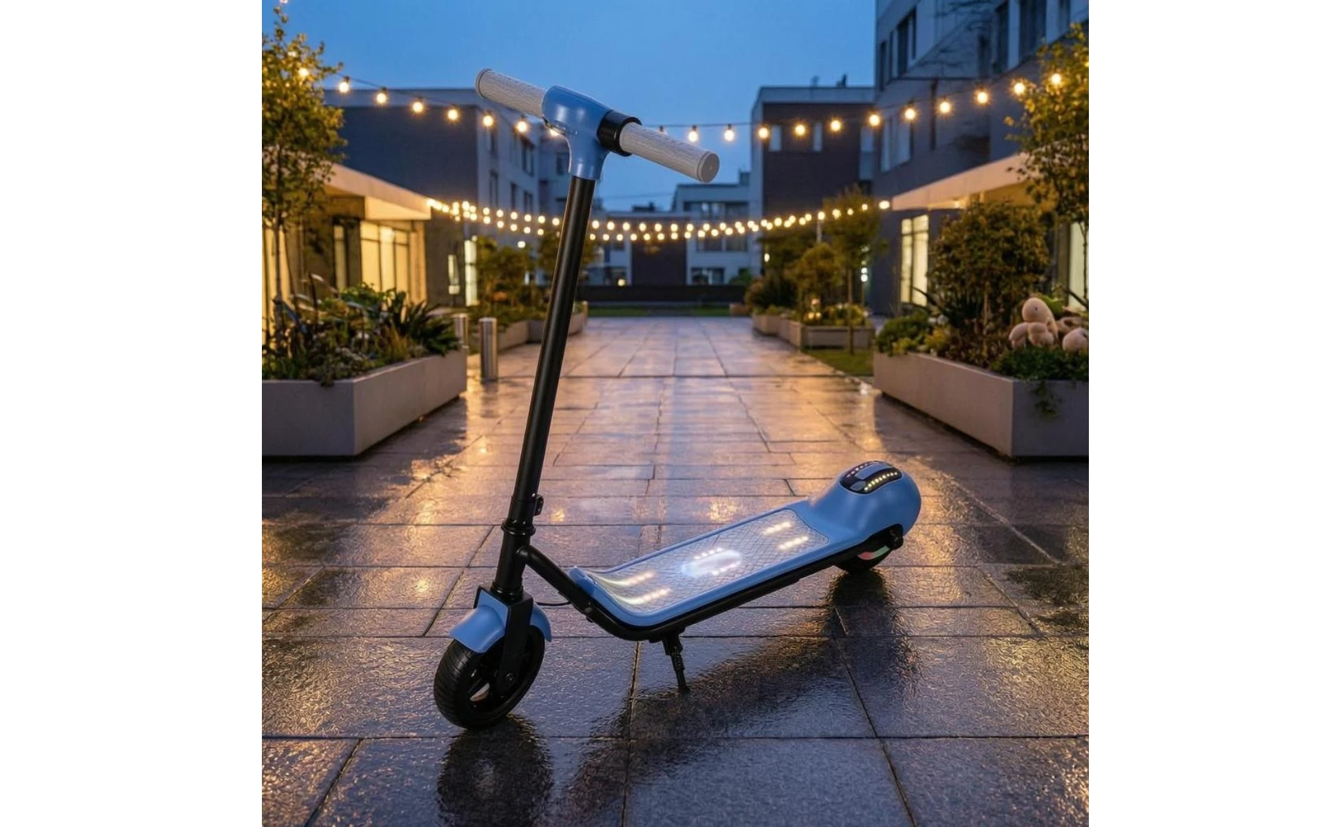 Children's Electric Scooter Anti-Slip Deck Two-Wheel Scooter Kids Rideable 6.5-Inch Road Tire Built-in Lights
