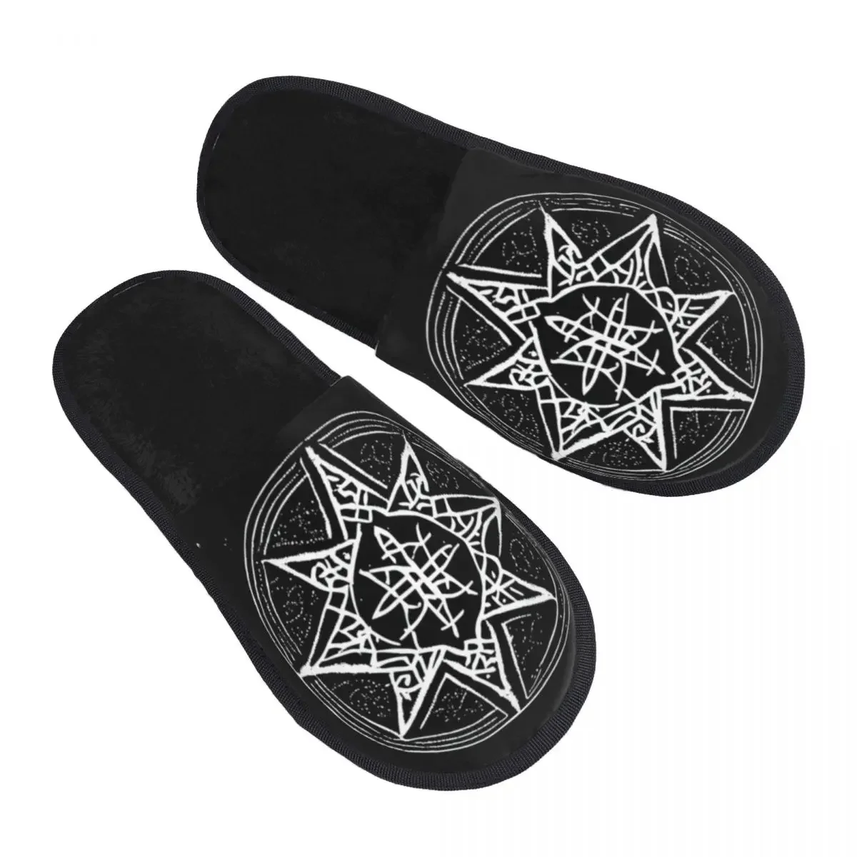 Indoor Slippers Hand Drawn Snowflake Plush Slipper Autumn Winter Shoes House Flat Floor for Bedroom