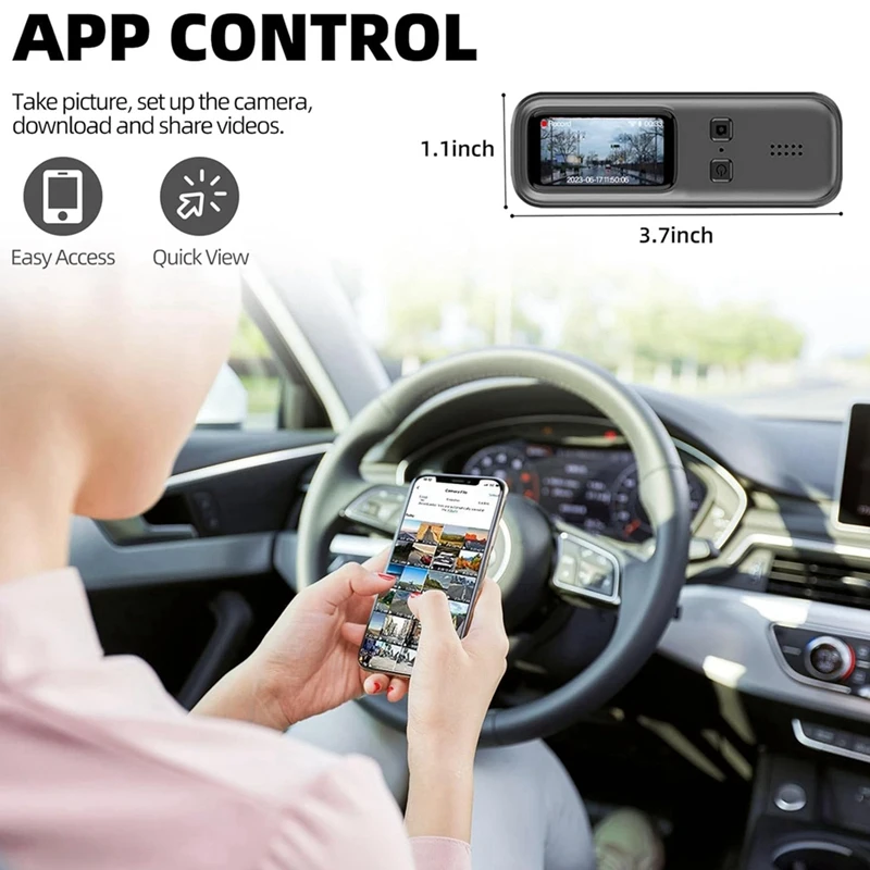 Kamera dasbor mobil 1080P ringkas dengan layar IPS 1,47 inci, parkir 24 jam, Rekam Loop, perekam DVR g-sensor