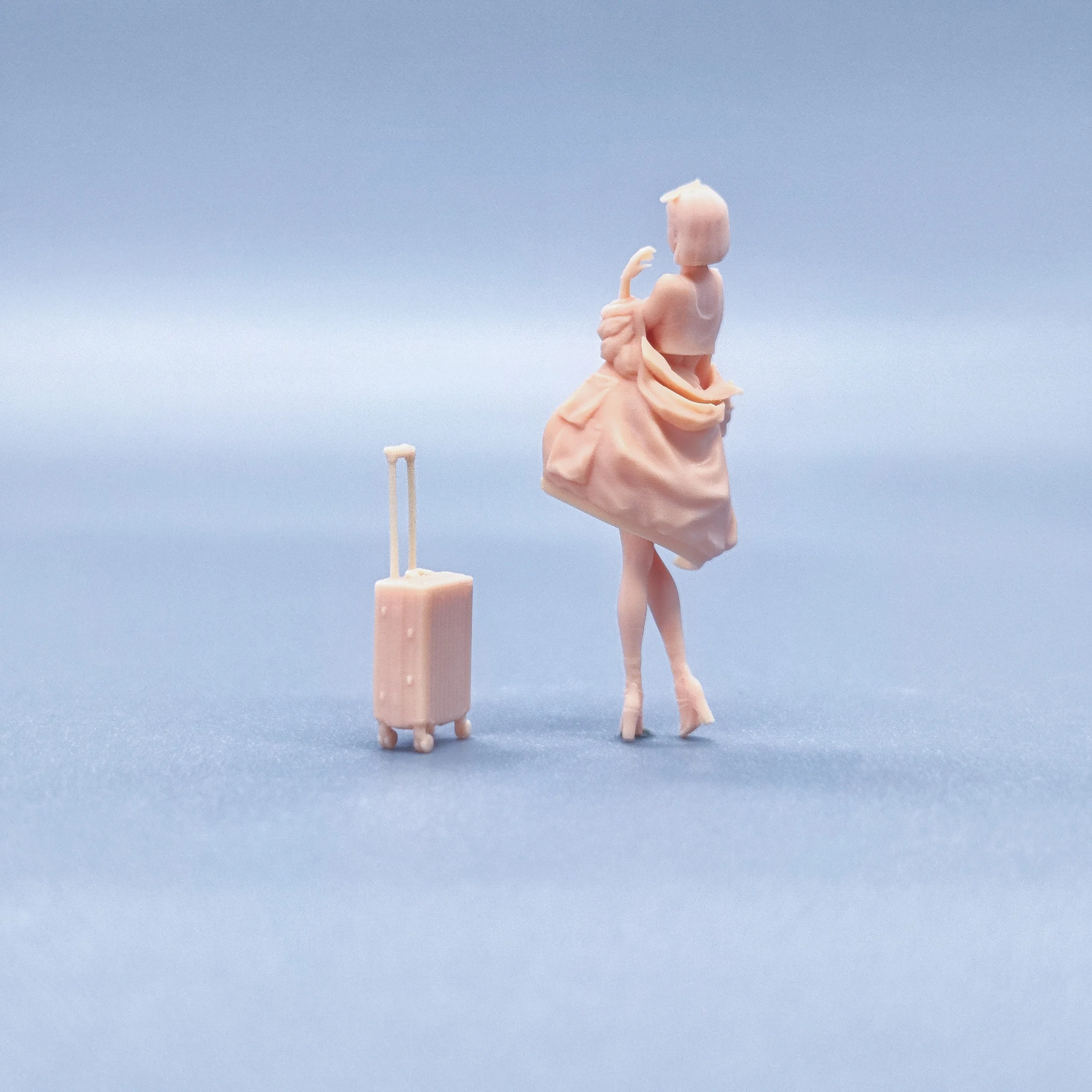 1/64 1/43 Figurines Scale Model Resin Coat Strap Luggage Female Uncolored Miniatures Diorama Hand-painted T924 T925