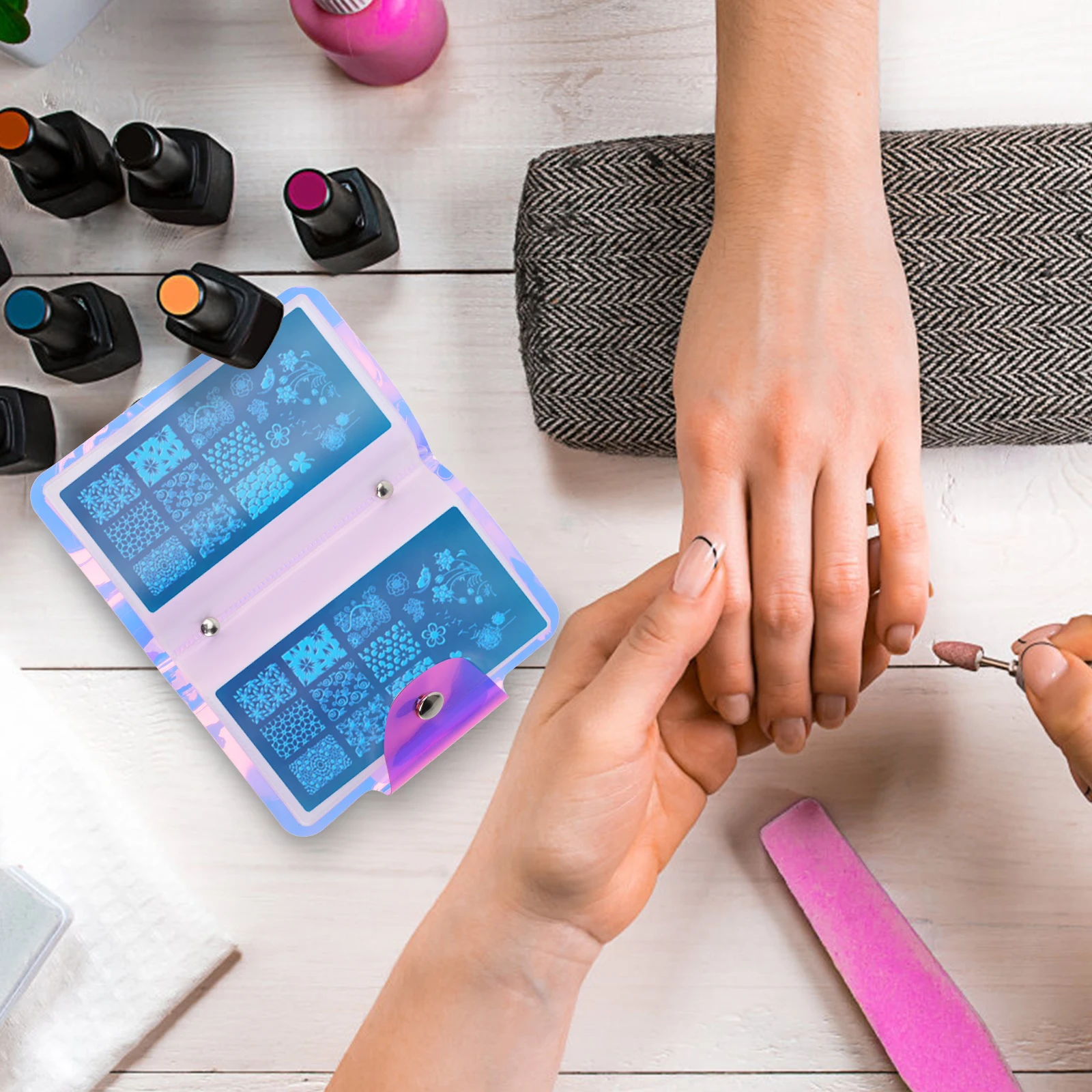 

Nail Art Stamp Holder Rectangle 20 Slots Storage Bag For Stamping Plates Organizer Case Nail Art Plate Pouch Multi-Card