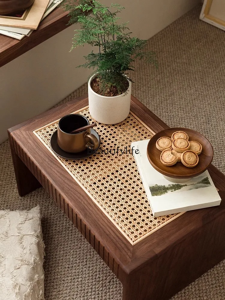 Nordic Black Walnut Small Table Tatami Coffee Table Balcony Small Tea Table Solid Wood