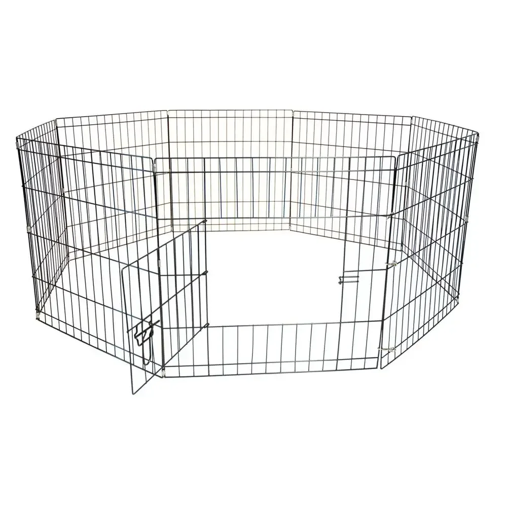 8-Panel Portable Octagon Pet Play Pen Foldable Wire Cat Dog Kennel Yard