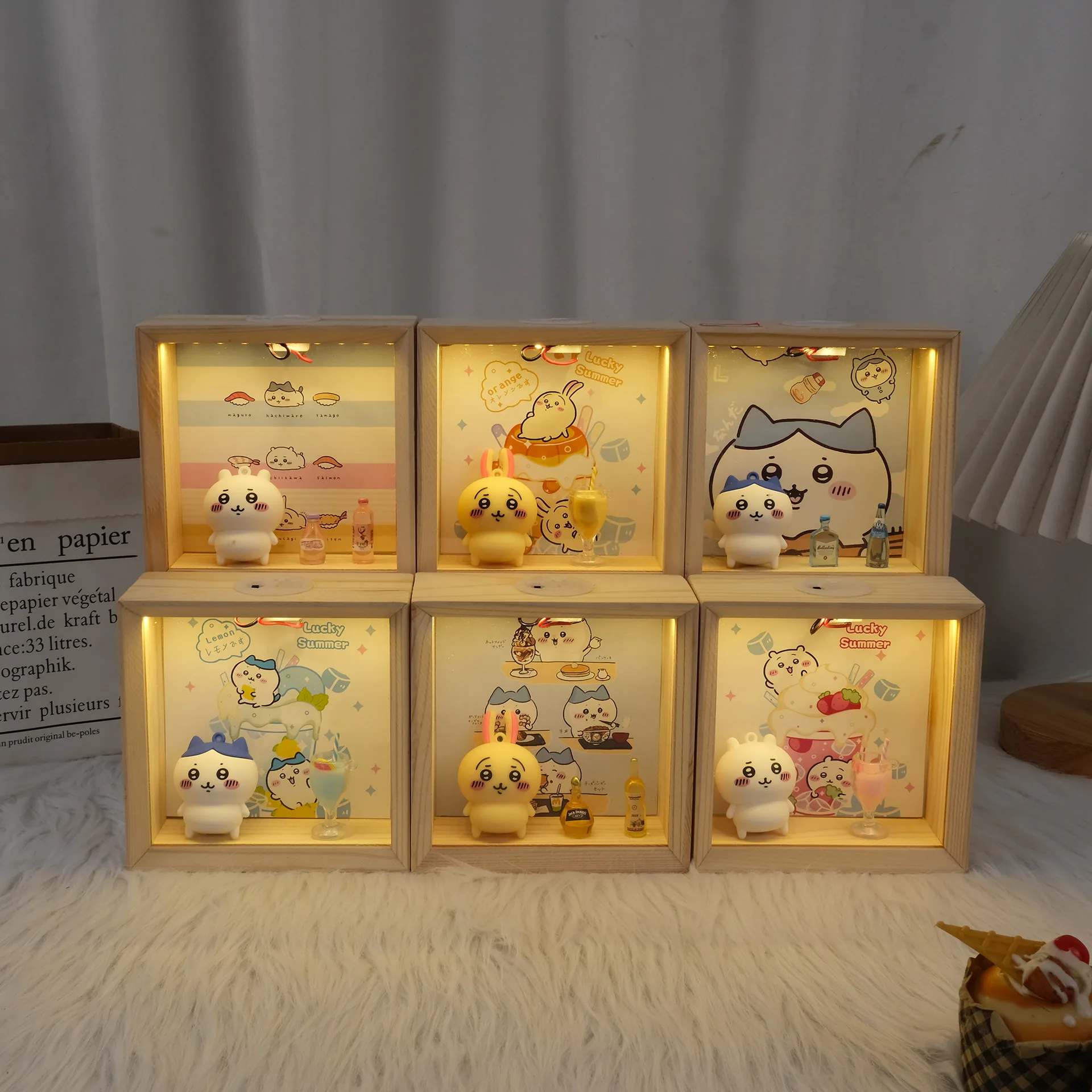 New Chiikawa Trendy Blind Box with Functional Display & Night Light, Kids' Bedroom Lamp, Mystery Box, Collectible Figure