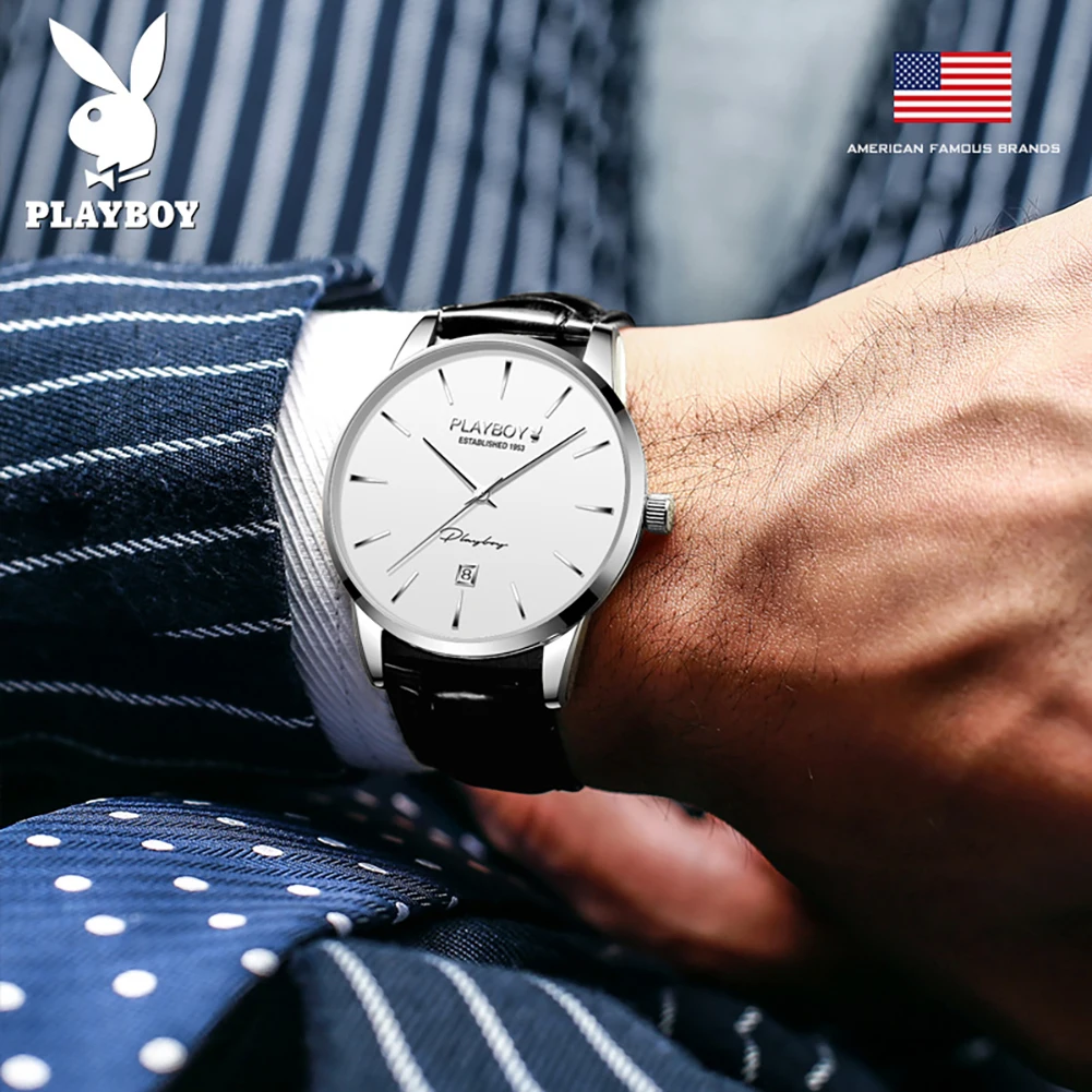 PLAYBOY Original Classic Automatic Mechanical Watch for Men Waterproof Auto Date Wrist Watch Men Fashion Luxury Man Watch