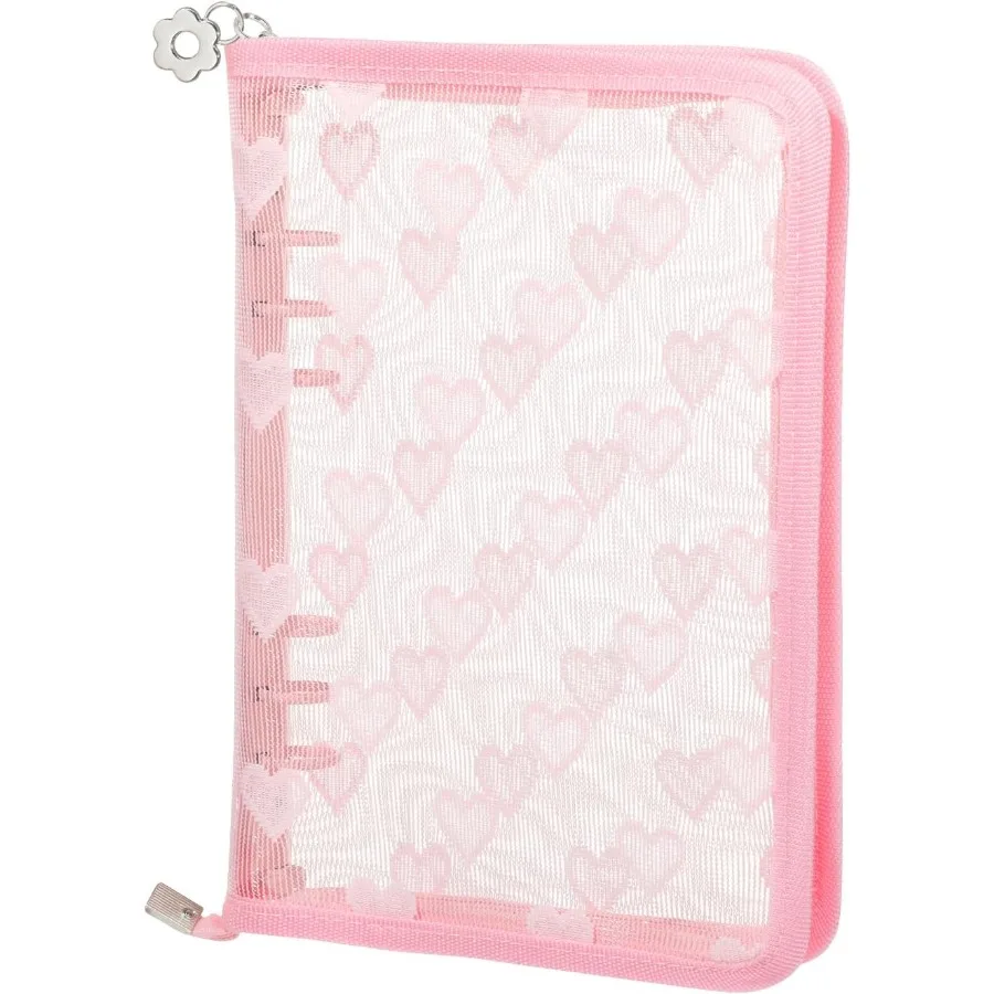 

Обложка для планировщика A5 с застежкой-молнией в форме сердца A5 6-кольцевая бюджетная обложка для папок для наличных денег Система бюджета Прозрачная многоразовая без