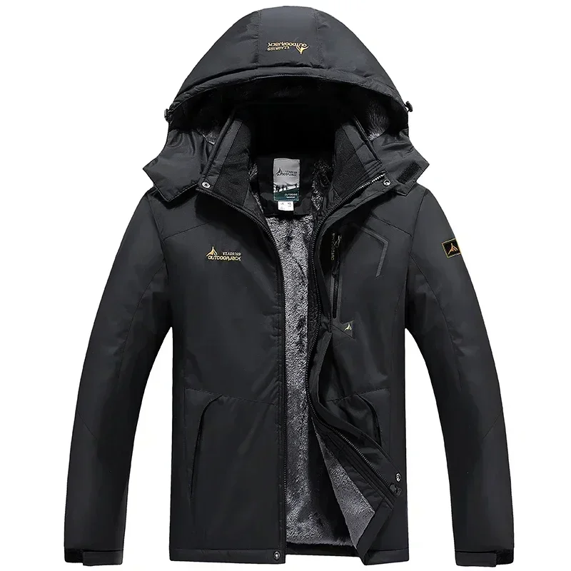 2024 Winter Men's Windbreaker Waterproof and Warm Outdoor Hiking and Fishing Multi Pocket Wear-resistant Thick Jacket Men Coat