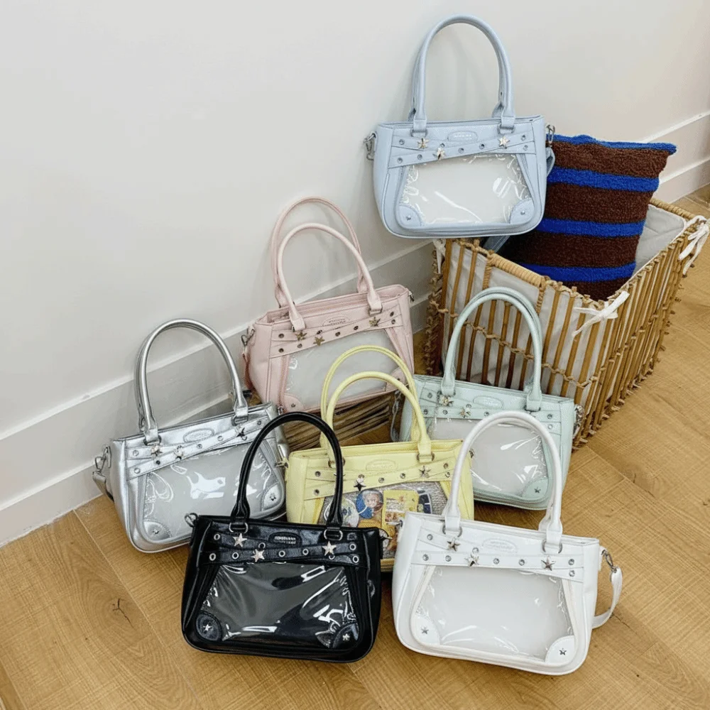 

Nylon Star Itabag Y2K Harajuku PVC Transparent Shoulder Bag Idol Merchandise Storage Large Capacity JK Uniform Handbag Gift