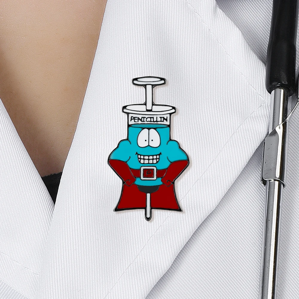 Strong Adrenaline Syringe Brooch Creative Interesting Enamel Pins Lapel Coat Badge Collectible Jewelry Surprise Gift for Doctor