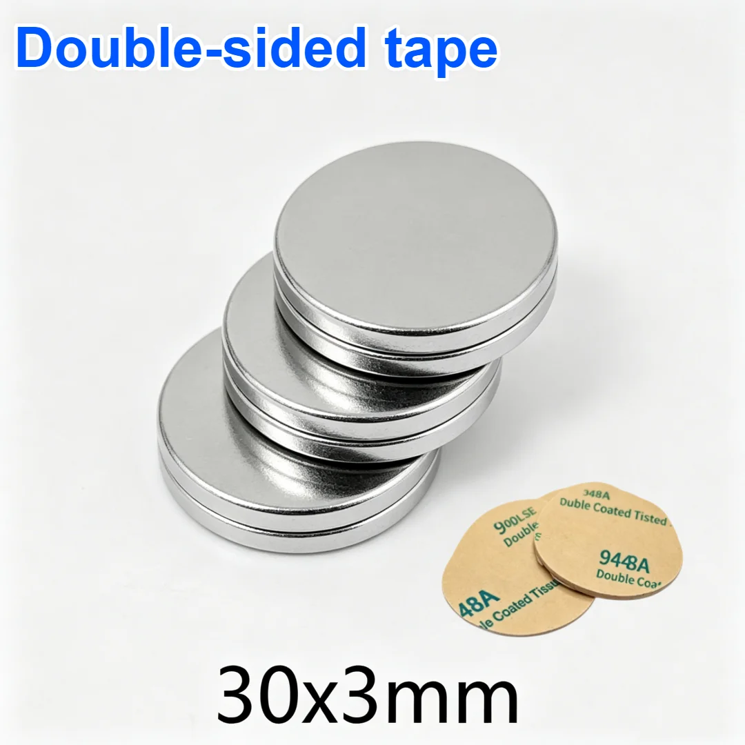 30x3mm strong cylindrical magnet with double-sided tape suitable for home refrigerators and office DIY sizes of 30 * 3mm