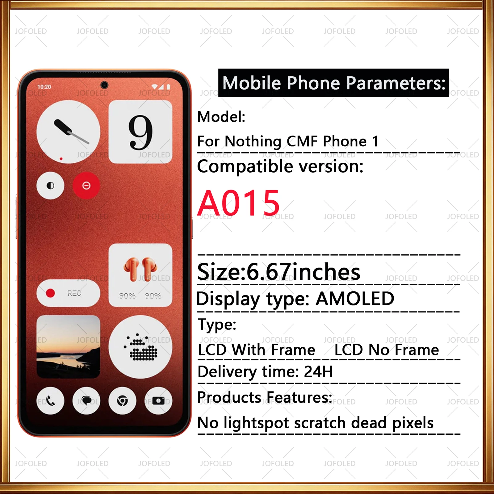 6.67-inch AMOLED LCD Screen JOFOLED For Nothing  CMF 1 5G Phone Display & Touch Screen Digitizer with Frame, Replacement Part