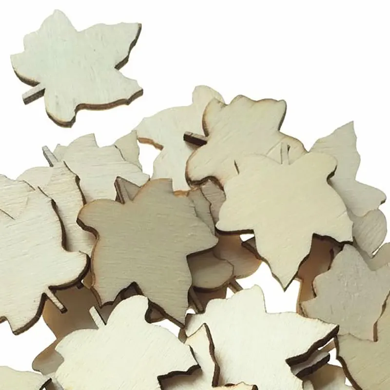 30mm 75mm Maple Leaf Wood Slices Unfinished Craft Pieces for Diy Wedding Decor Wooden Embellishments Rustic Wood Craft Material