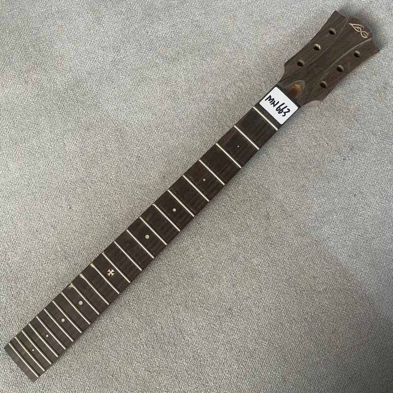 

MN663 Solid Redwood Electric Guitar Neck with Rosewood Top DIY Parts L3+R3 Machine Heads 22 Frets for Right-Handed Players