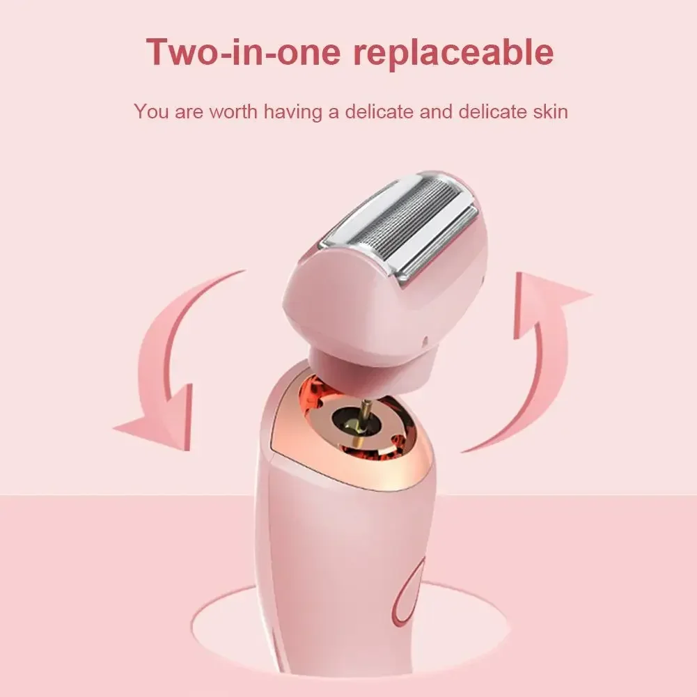 Painless Hair Removal At Home 2 In 1 Electric Shaver Razors for Women Bikini Trimmer for Pubic Hair Wet & Dry Electric Shaver