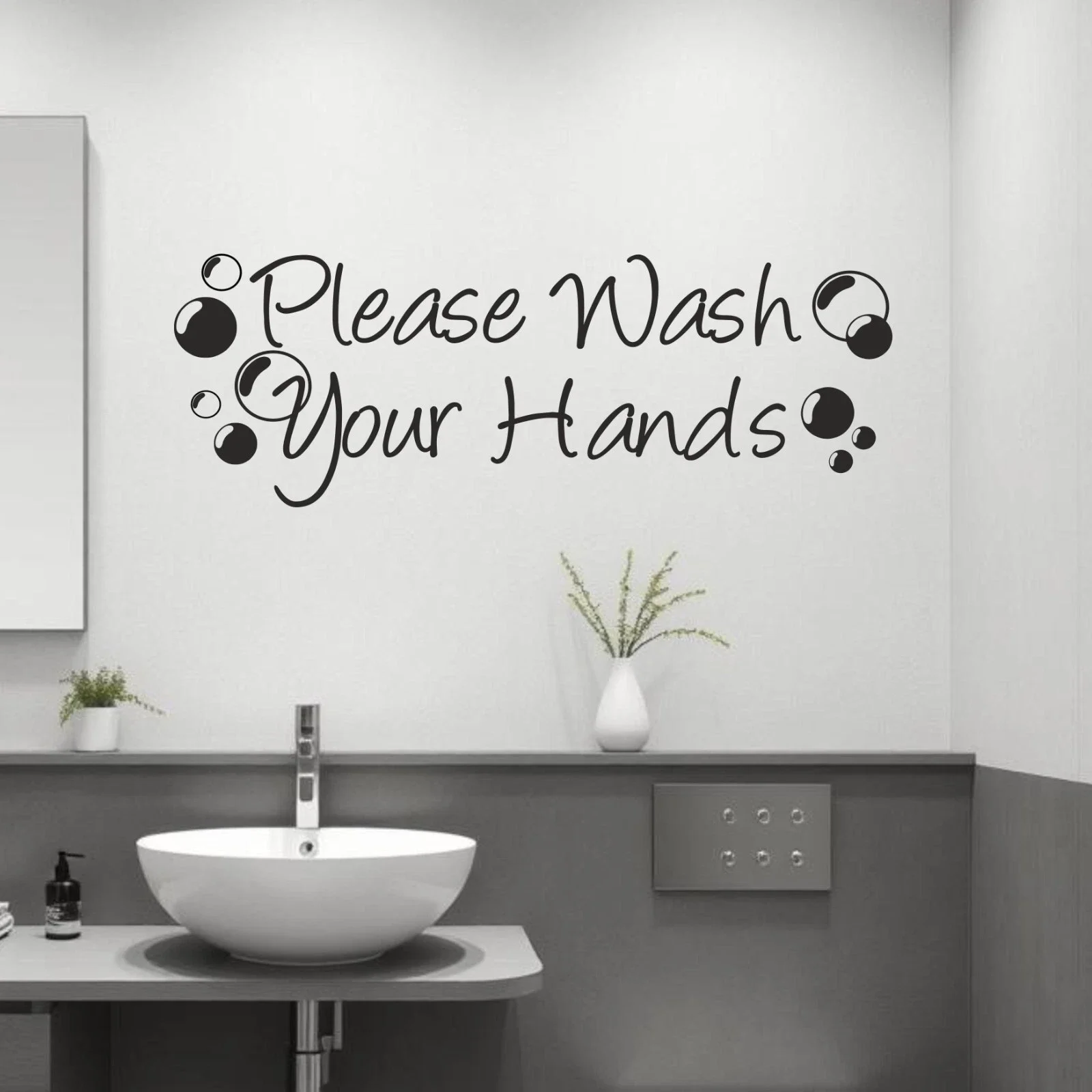 Please Wash Your Hands | Wall Sticker Quote Decal Bathroom