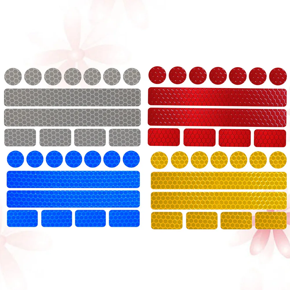 4Pcs Warning Safety Sticker Reflective Tape Strong Adhesion Night Visibility Strip for Traffic Cycling Driving Backpacks
